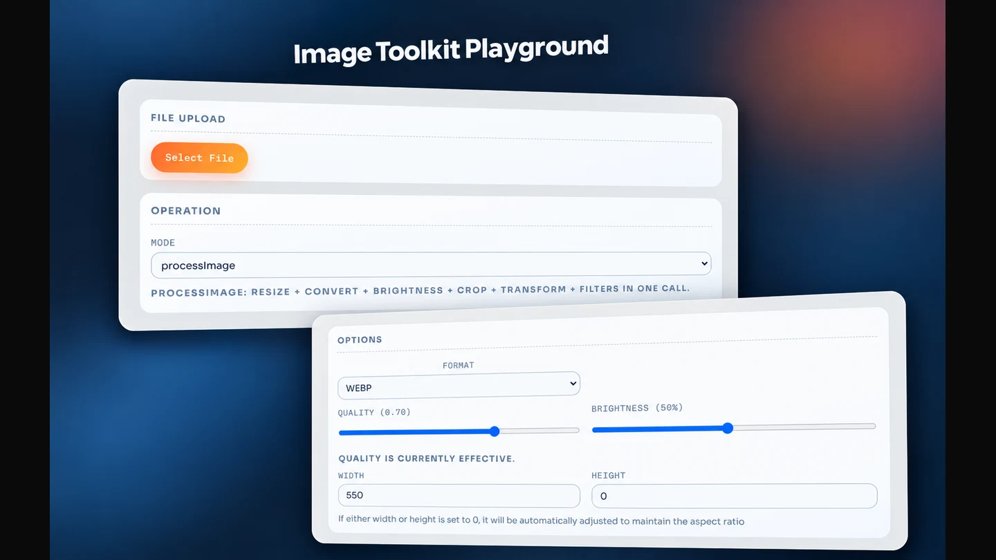 img-toolkit의 이미지 업로드와 변환 옵션